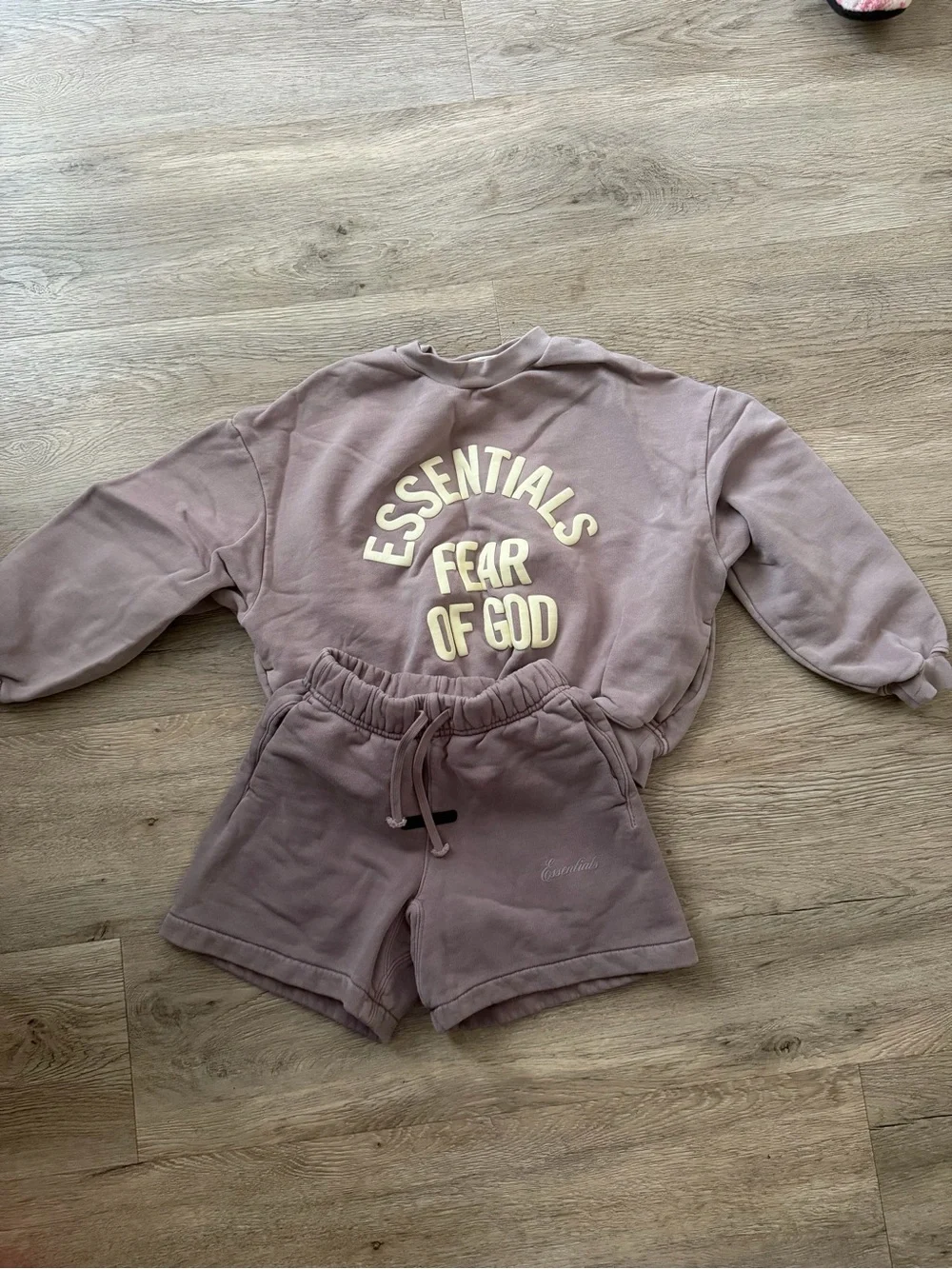 Fear of God Kids Mauve Shorts with Essentials Logo